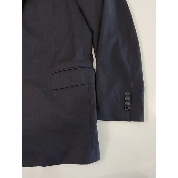 Vintage Faconnable Men’s Sports Jacket 60 Made In Italy Virgin Wool Navy Blue - Picture 6 of 7